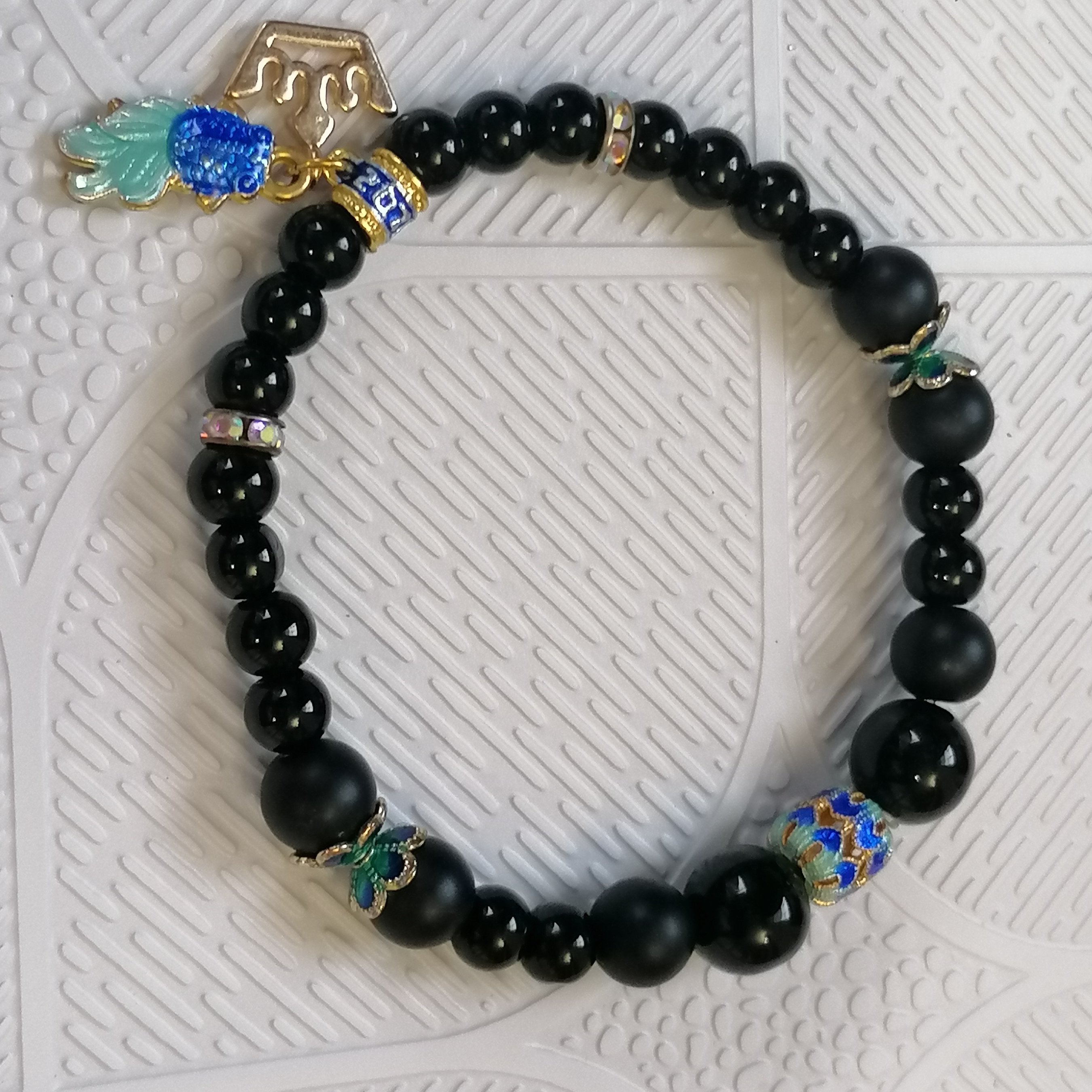 دستبند سنگ اونیکس مشکی مات و براق