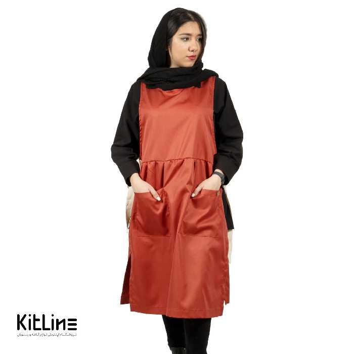 پیشبند چین دار زنانه آجری برند سارا فرم