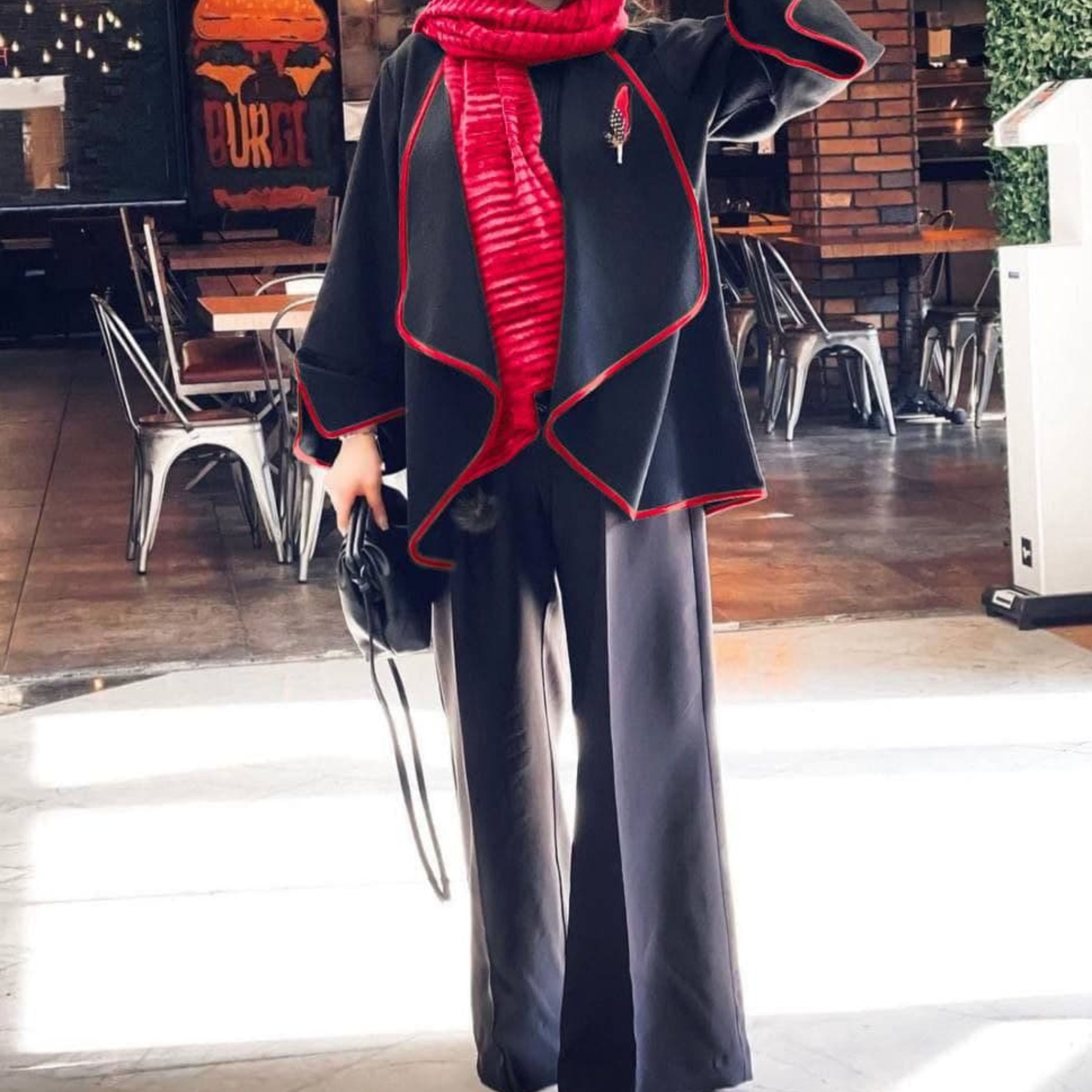 سه تکه مانتو شلوار گل سینه