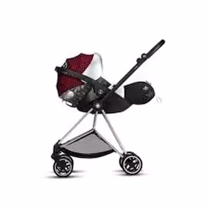 کالسکه کریر میوس سایبکس با بدنه کروم و طرح فشن قرمز رنگارنگ  2020 و کریر کریکات شو کلود زی فشن قرم رنگارنگ ز  cybex mios