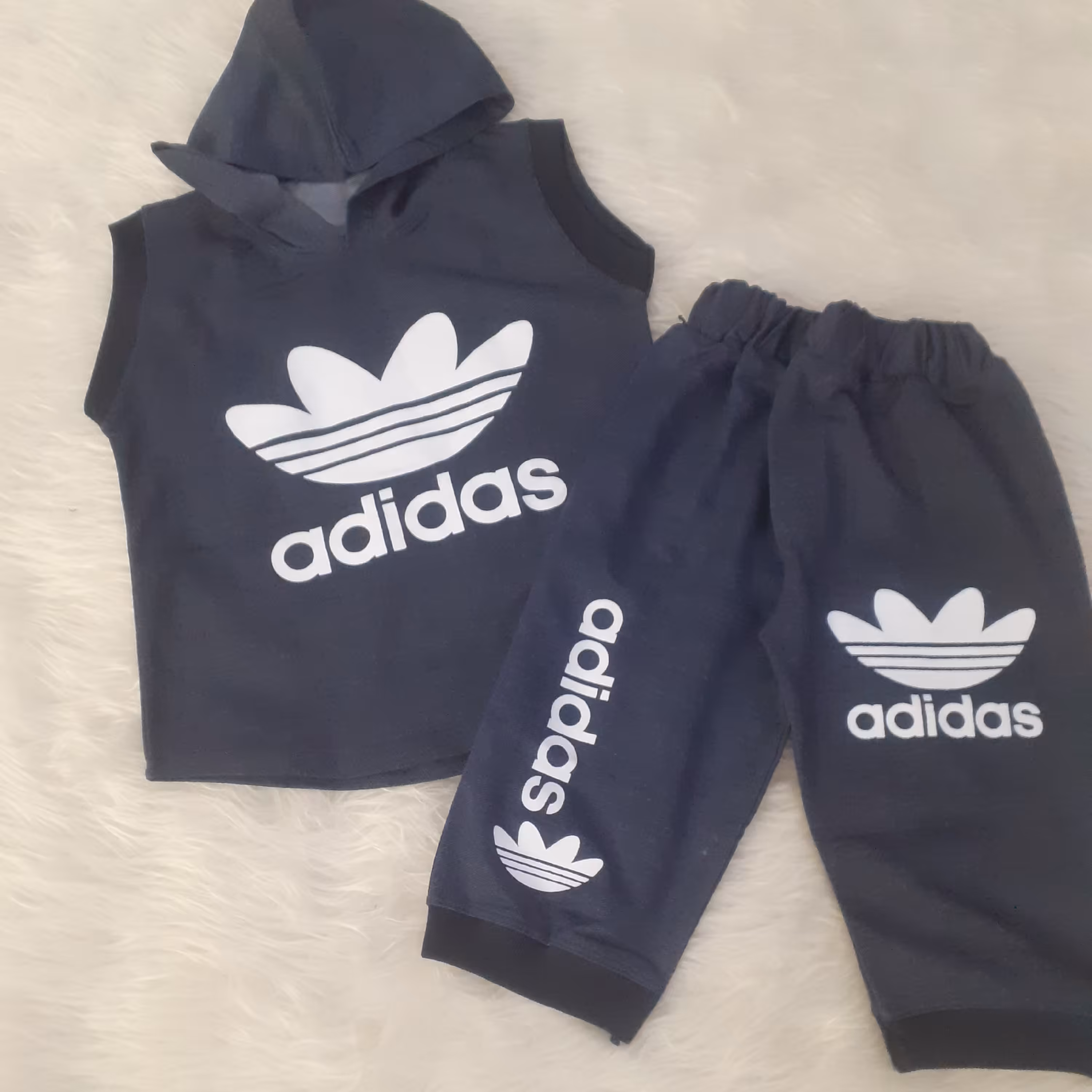 هودی شلوارک طرح لی  چاپ آدیداس جنس ملانژ