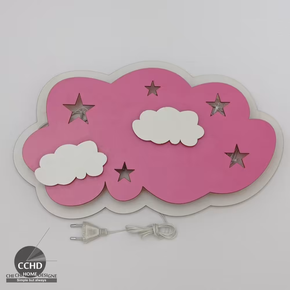 چراغ خواب اتاق کودک و نوزاد ، طرح ابر ، رنگ صورتی 