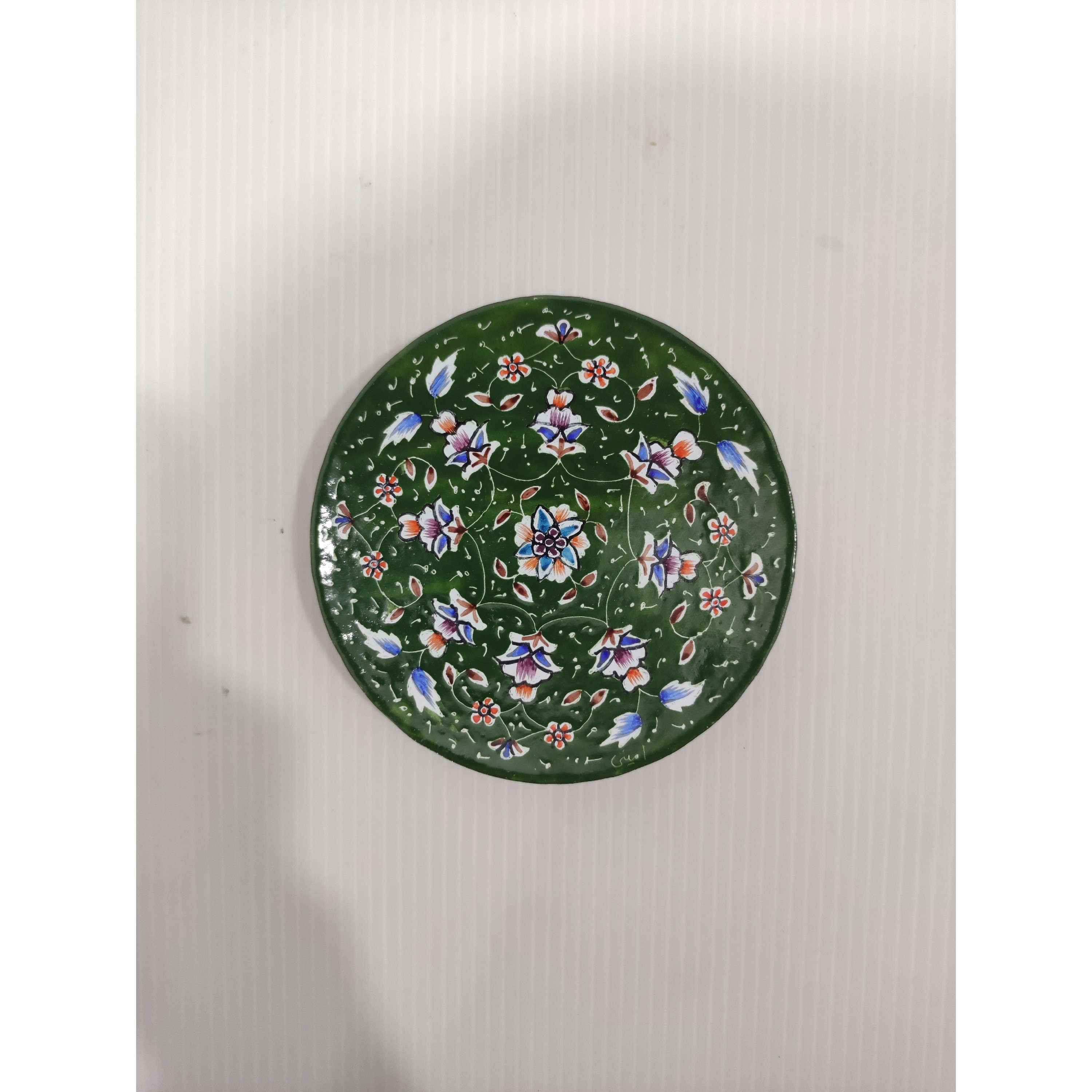 بشقاب سبز کوچک میناکاری شده (17)