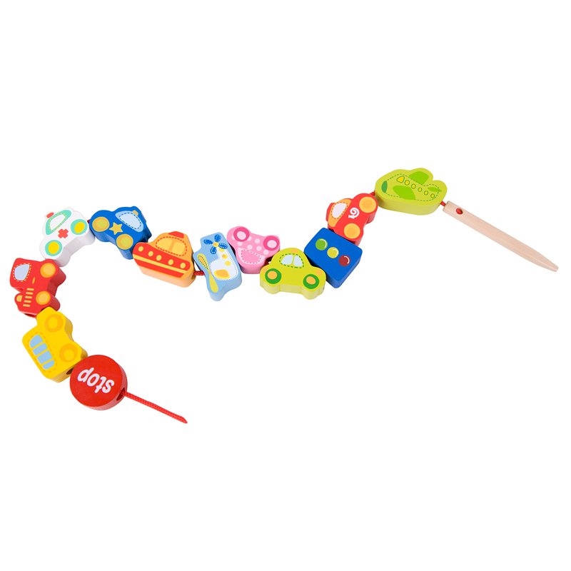 اسباب بازی چوبی نخ و مهره ماشین classic world  Traffic Breads  مدل 3635