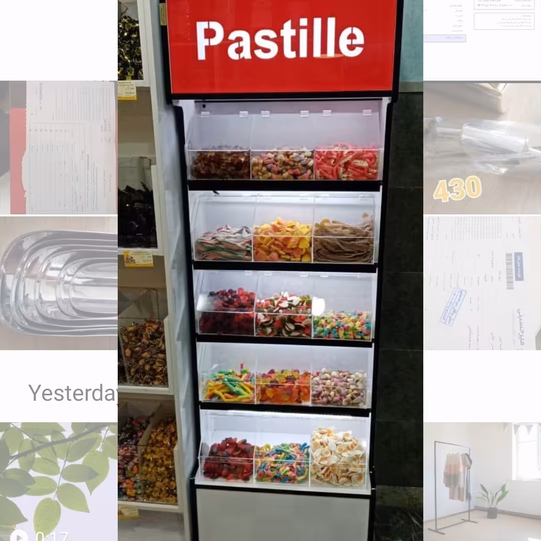 استند پاستیل فله درب دار  .کرایه وانت شهری به عهده مشتری( ارسال با  باربری بین شهری و پس کرایه ) می باشد