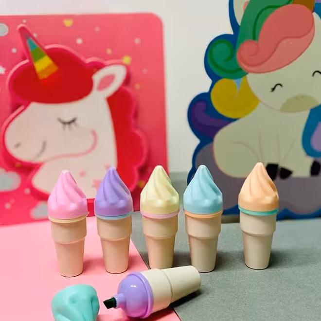 ماژیک هایلایتر  6 رنگ بستنی قیفی