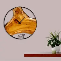 ساعت دیواری چوبی روستیک بزرگ سایز 60 یونیتک (ساعت دیواری چوبی طرح روستایی گرد)