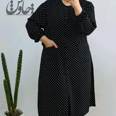 مانتو نخی چاپی سایز بزرگ مناسب تابستان