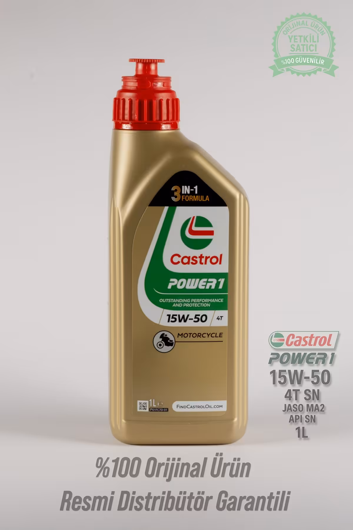 روغن و مکمل موتور POWER1 15W 50 4T سیکلت 1L کاسترول Castrol
