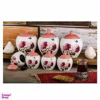 ست جا ادویه 7 پارچه صورتی مدل 1001 I