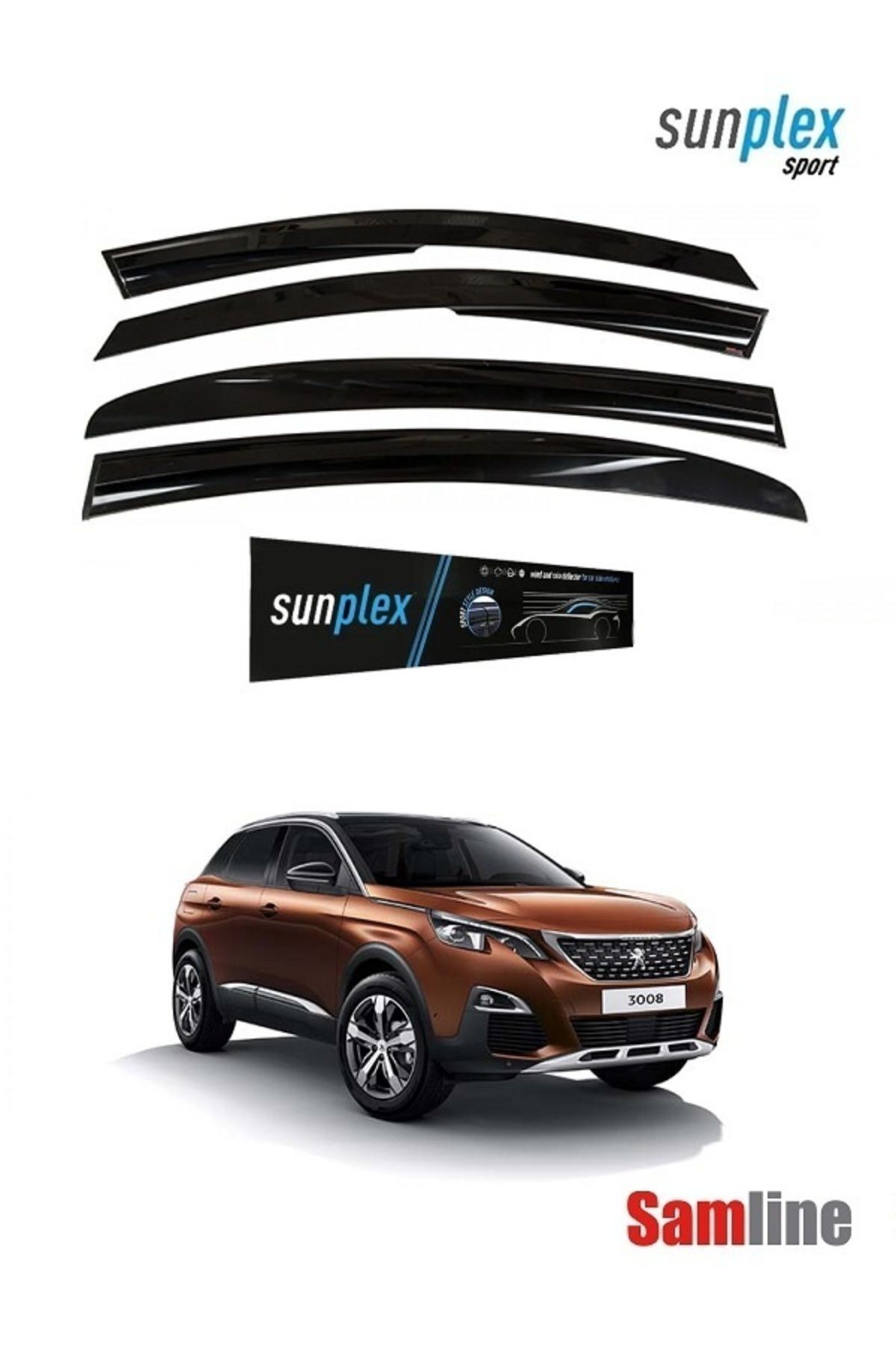 بادگیر خودرو PEUGEOT 3008 2016 2020 مجموعه باد شیشه ای سازگار 4 2017 2018 2019 SUNPLEX