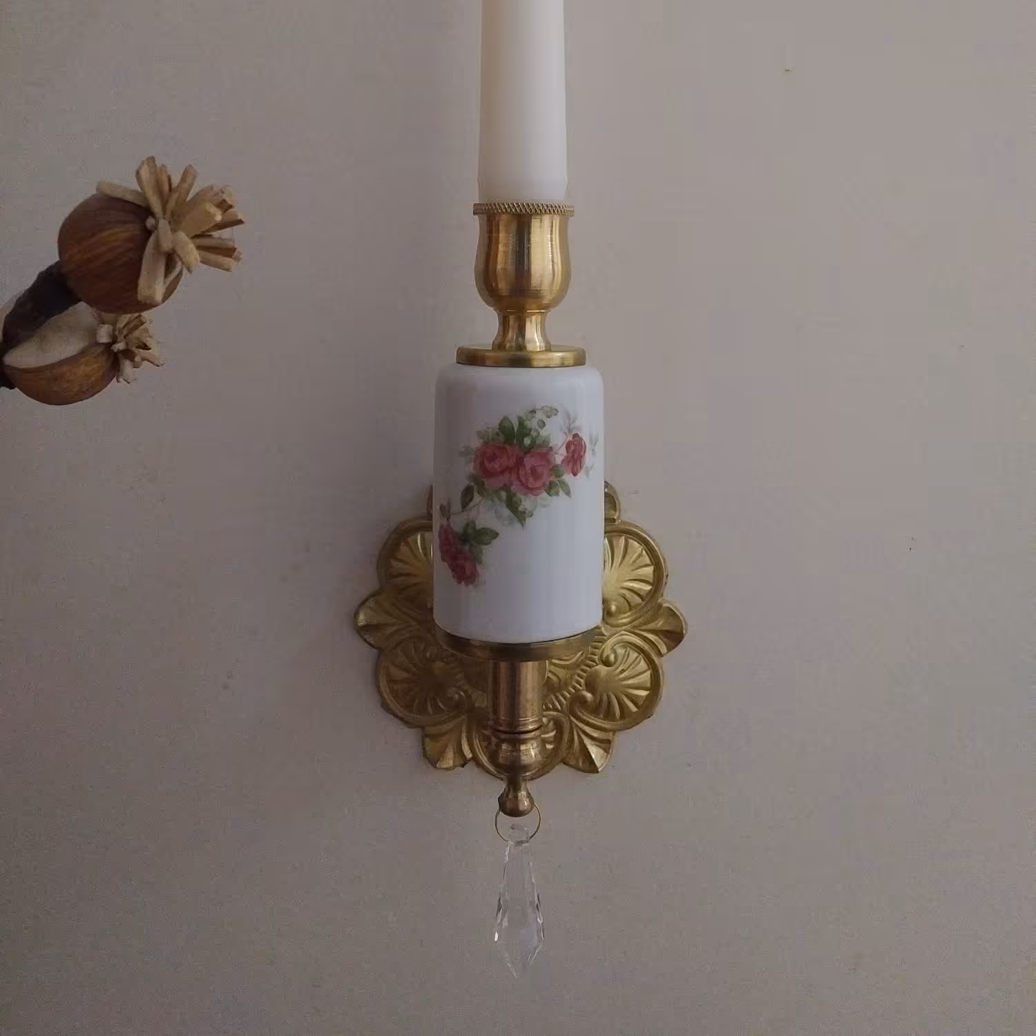 شمعدان دیواری گل سرخی  ( دکوراتیو - زینتی )