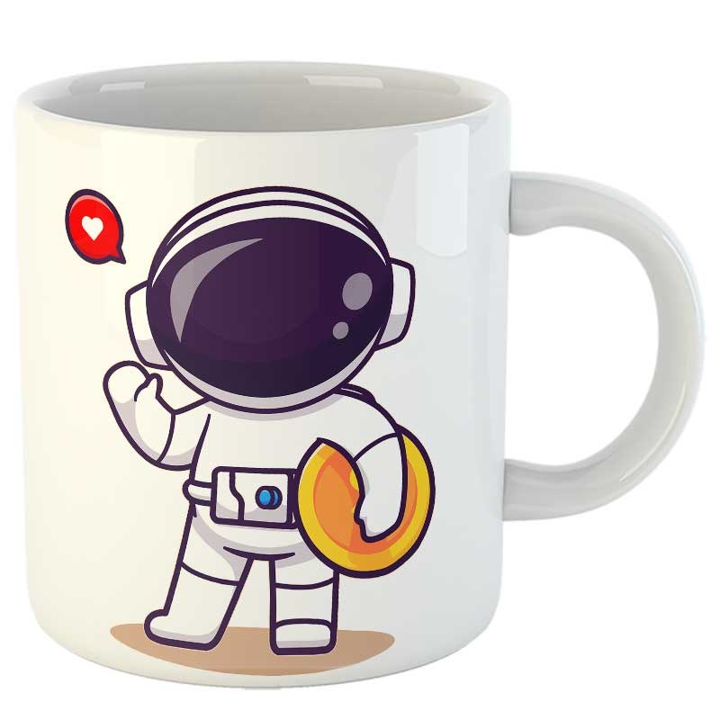 ماگ سرامیک طرح فضانورد و سکه طلا و لایک