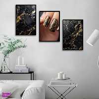 تابلو بکلیت طرح کاشت ناخن طلایی مدل B-1354 مجموعه 3 عددی