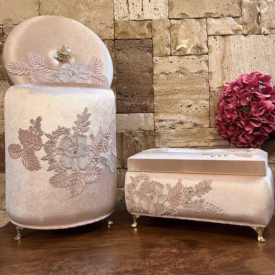 سطل و جا دستمال مخملی