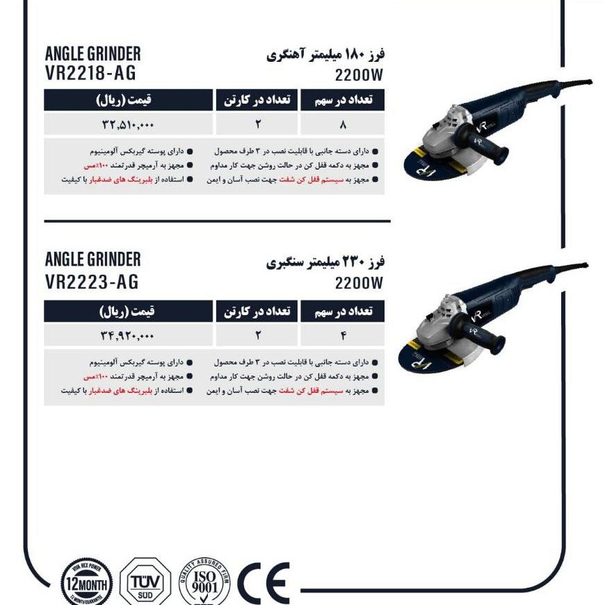 فرز سنگ بری 230  میلیمتر 2200 وات 