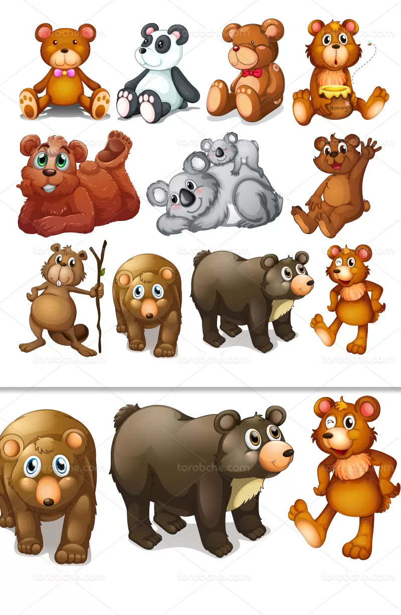 وکتور کاراکتر خرس کارتونی | گرافیک با طعم تربچه