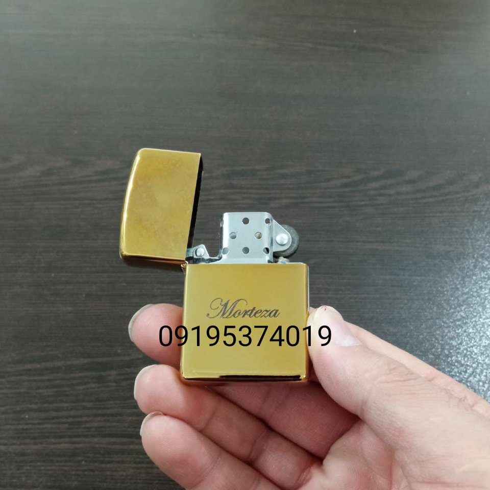 فندک زیپو روکش طلایی با امکان حک اسم و لوگو با جعبه ارجینال