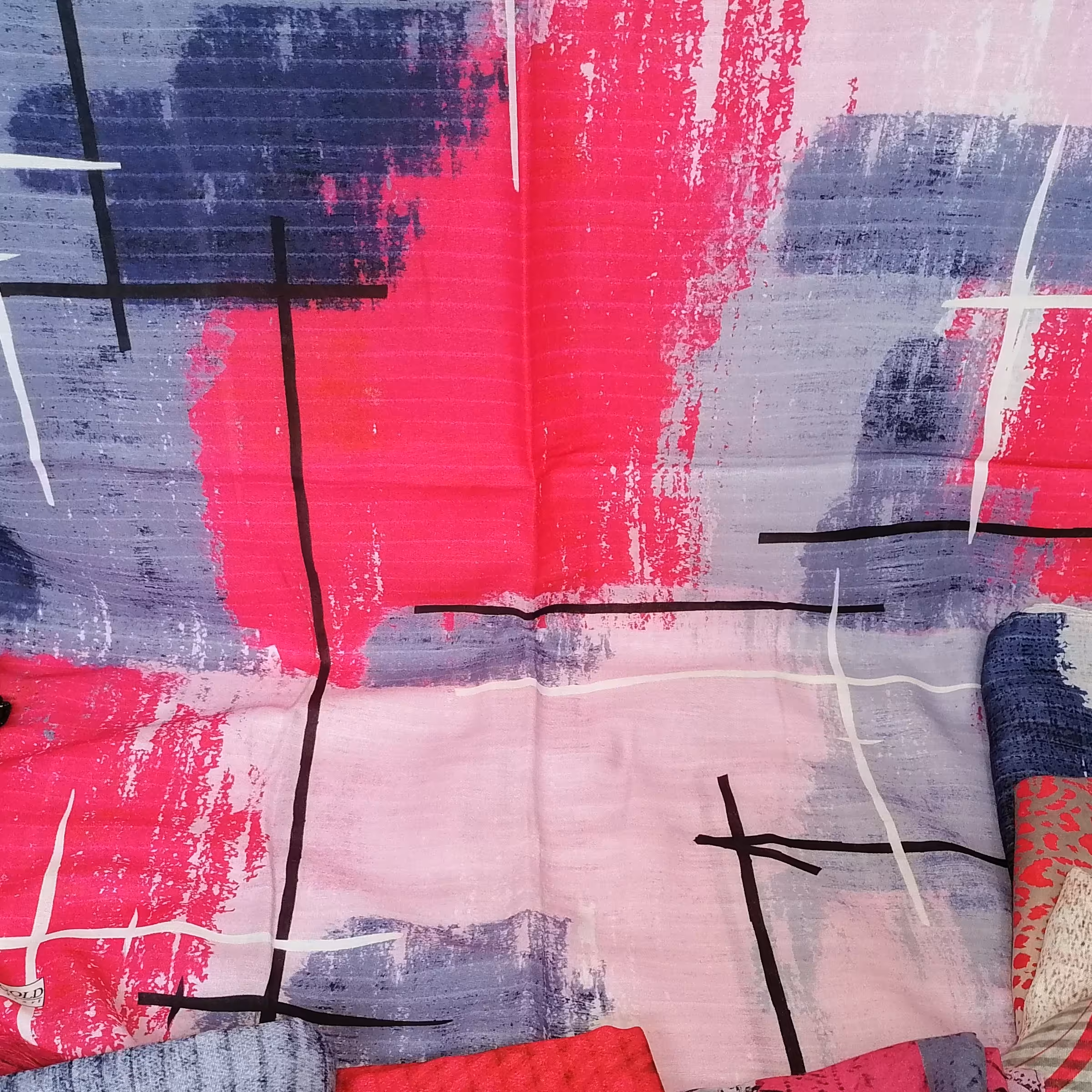 شال طرح دار رنگی نخی، لطیف و خوش دوخت، سایز 180 در 70