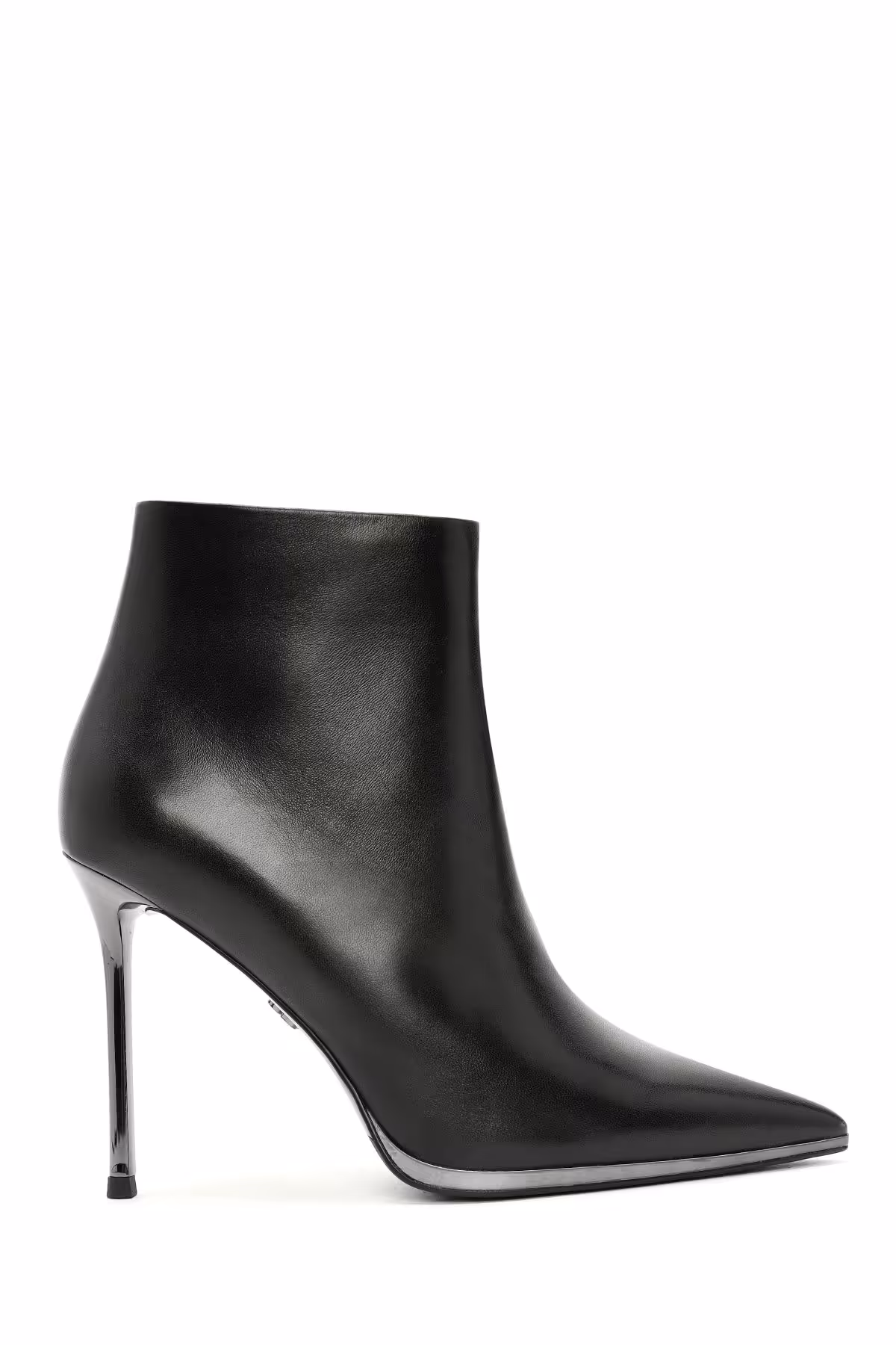 چکمه و بوت مشکی زنانه چرمی آهسته زیپ سیاه سفید Derimod