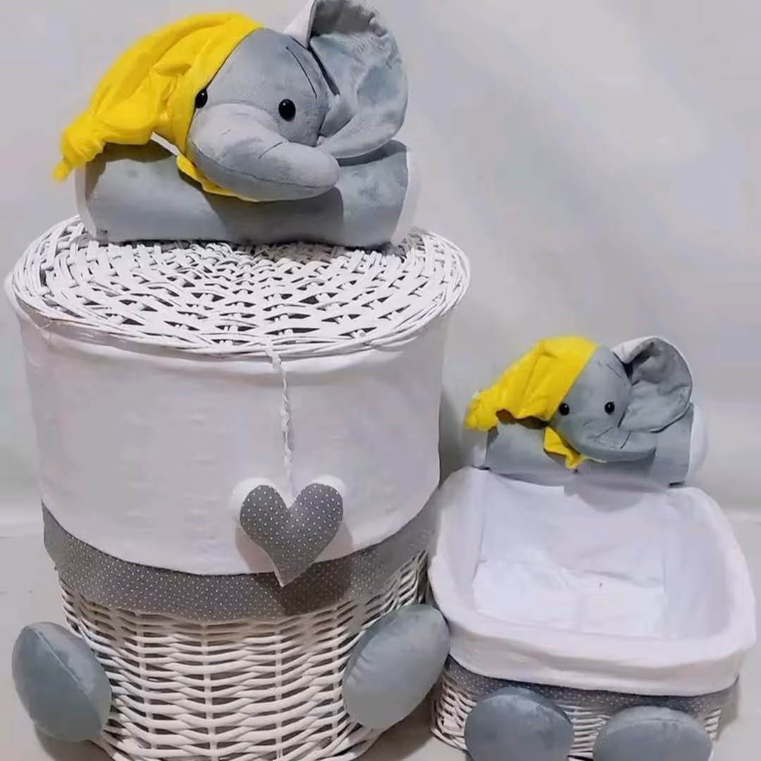 سبد لباس کودک و سبد لوازم بهداشتی نوزاد طرح فیل نانان