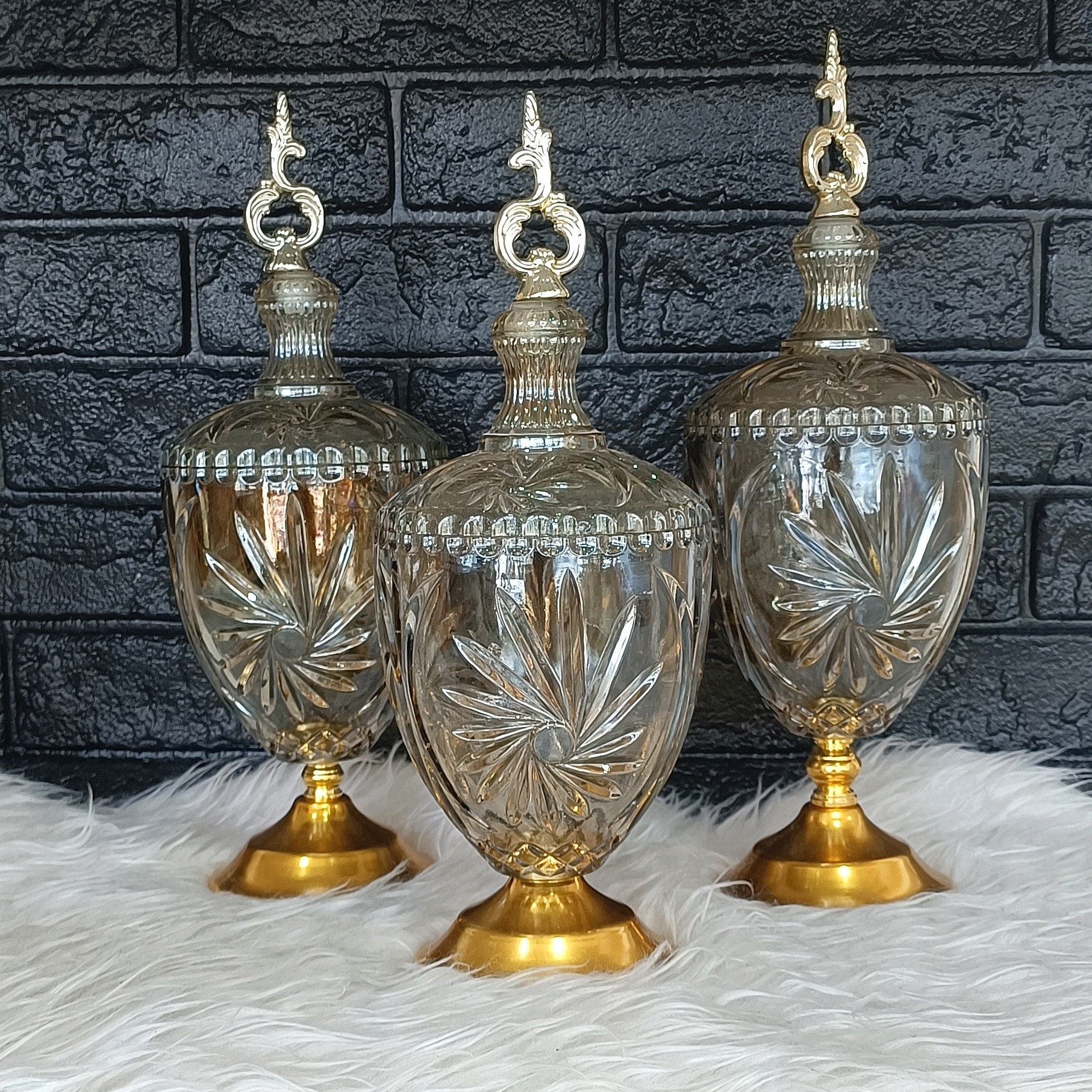 کندی مدل خورشیدی پایه طلایی و شیشه شامپاینی