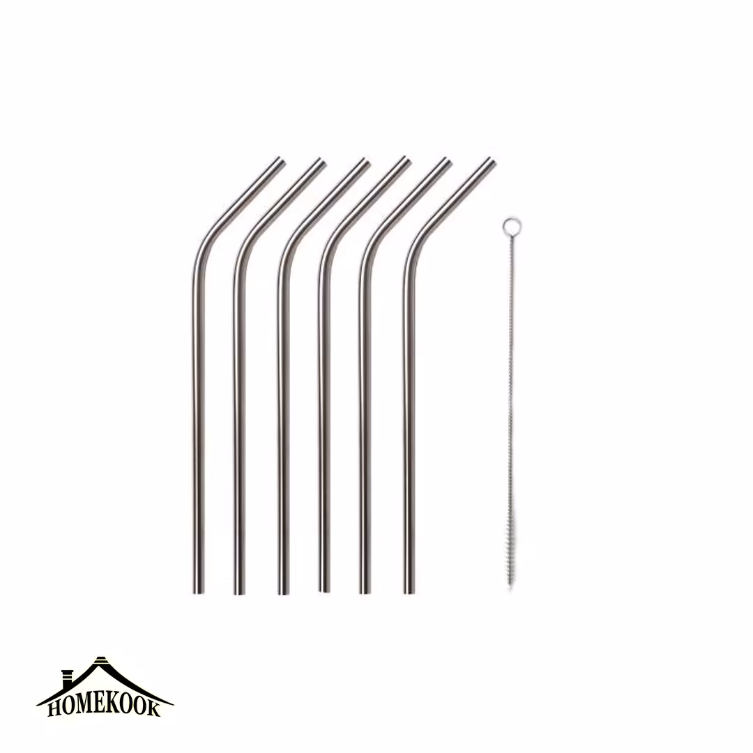 نی شربت استیل بسته 6 عددی