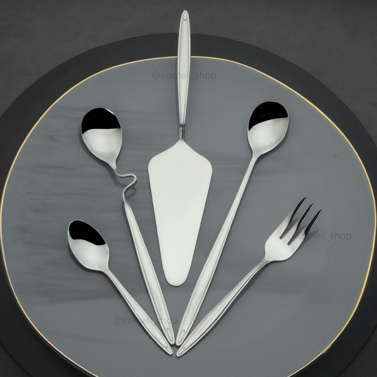 سرویس قاشق چنگال 42 نفره  لاکچری 168 پارچه تمام براق ( Happy family ) 6 S