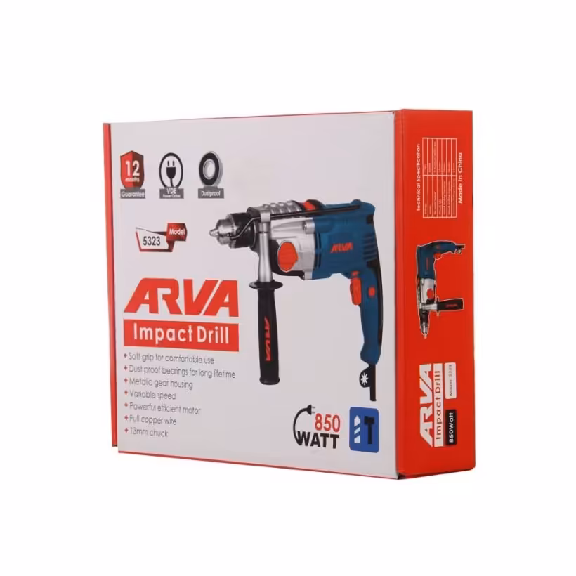 دریل چکشی 850وات دو سرعته 13میلیمتری آروا مدل 5323 گیریکسی