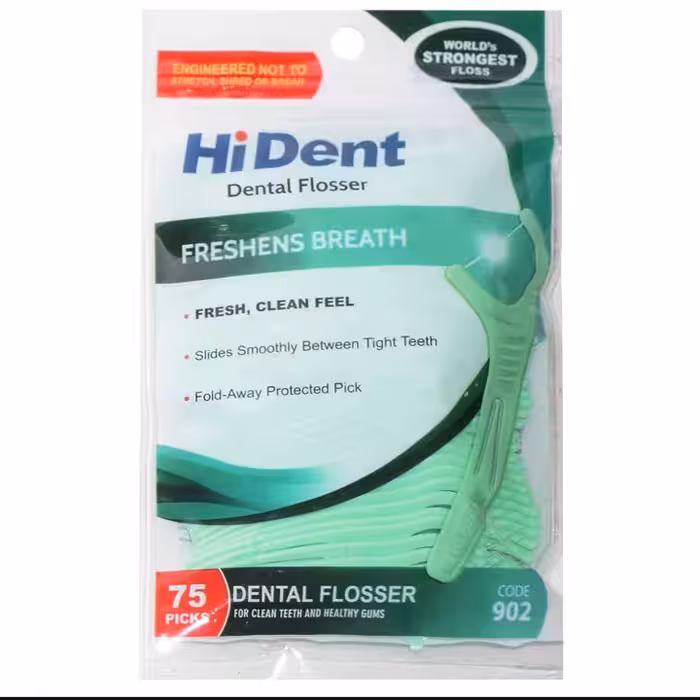 نخ دندان کمانی  هایدنت مدل902 بسته 75 عددی نخ دندان هایدنت کمانی دسته دار همراه خلال دندان بسته 75 عددی خانه سلام