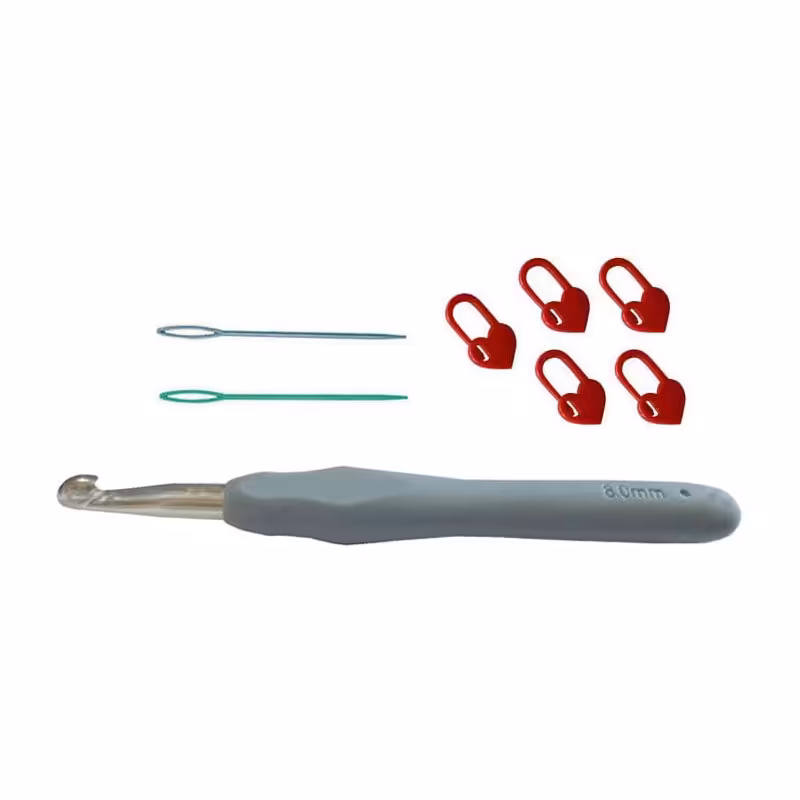 قلاب بافتنی دسته ژله ای مدل S- 8 به همراه سنجاق نشانه گذار بافتنی پک 8 تایی
