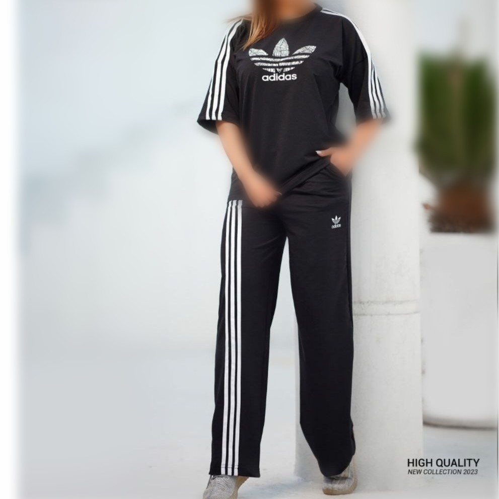 بلوز و شلوار نوار دوری جیبدار آدیداس سایز 38 تا 46 گلکسی پنبه عالی