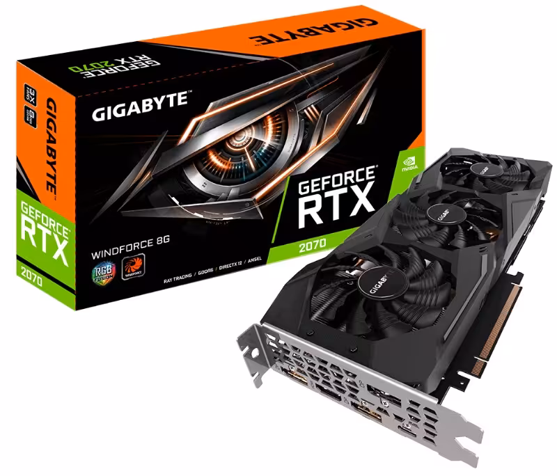 کارت گرافیک گیگابایت مدل GeForce RTX 2070 WINDFORCE  با حافظه 8 گیگابایت