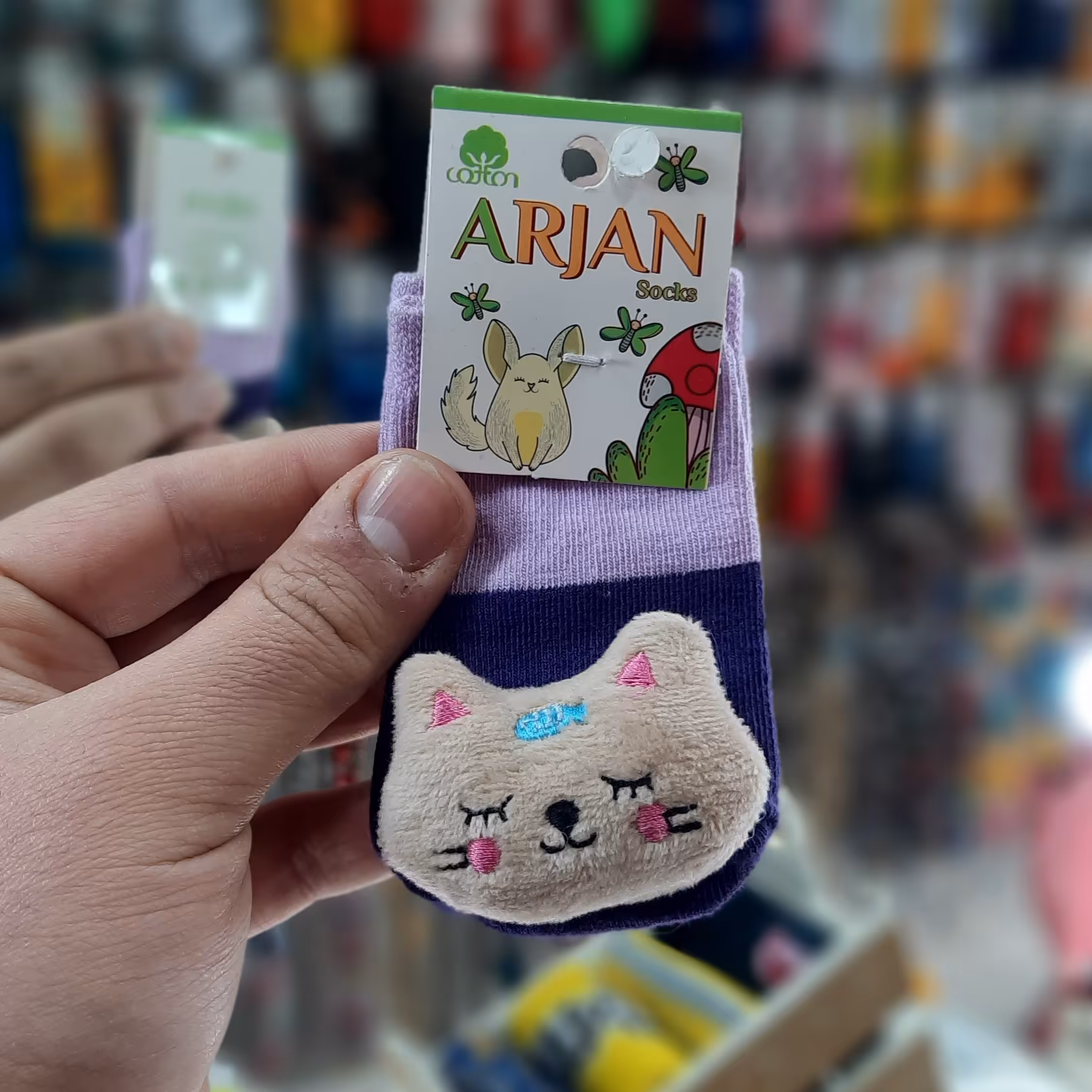 جوراب نوزادی. سایز صفر. عروسک دار و پوم دار