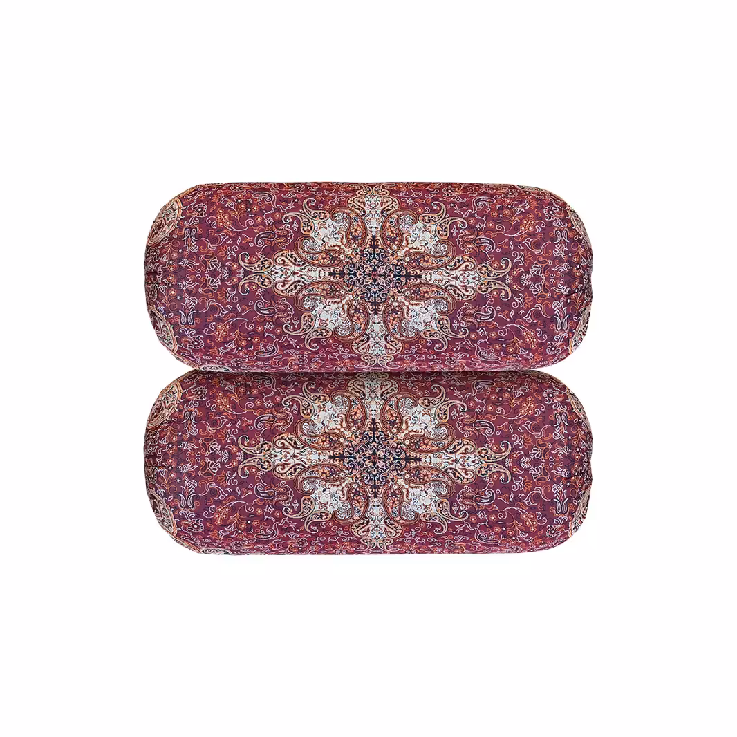 بالشت گرد  ترمه قاجار رنگ قرمز (یک جفت)