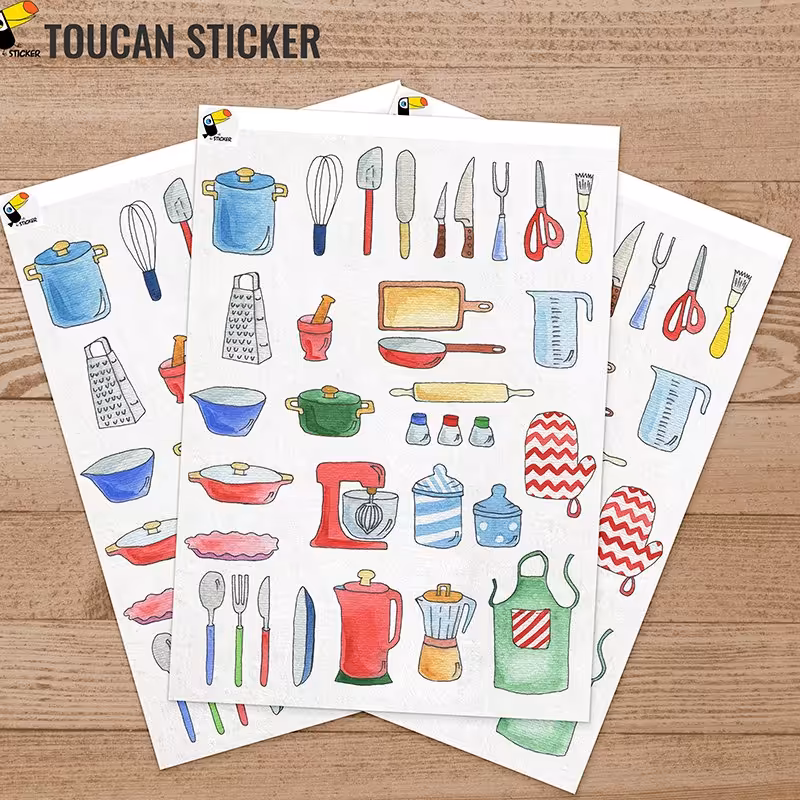 استیکر (برچسب)  با طرح  لوازم آشپزخانه