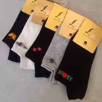 جوراب مچی زنانه و دخترانه جنس نخ پنبه گلدوزی شده  4رنگ