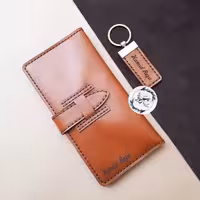 کیف پول چرم با سرکلیدی و حک