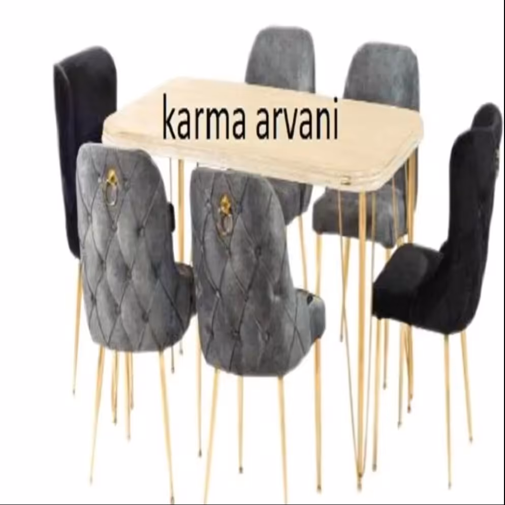 میز ناهار خوری استیل 6 نفره  مدل پیکاسو طوسی مشکی استیل فورتیک طلایی ارسال باربری و پس کرایه برند کارما