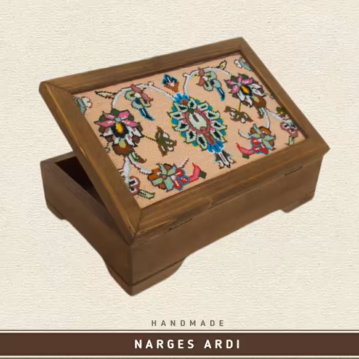 تی بگ چوبی بزرگ تزیین با هنر سوزن دوزی 