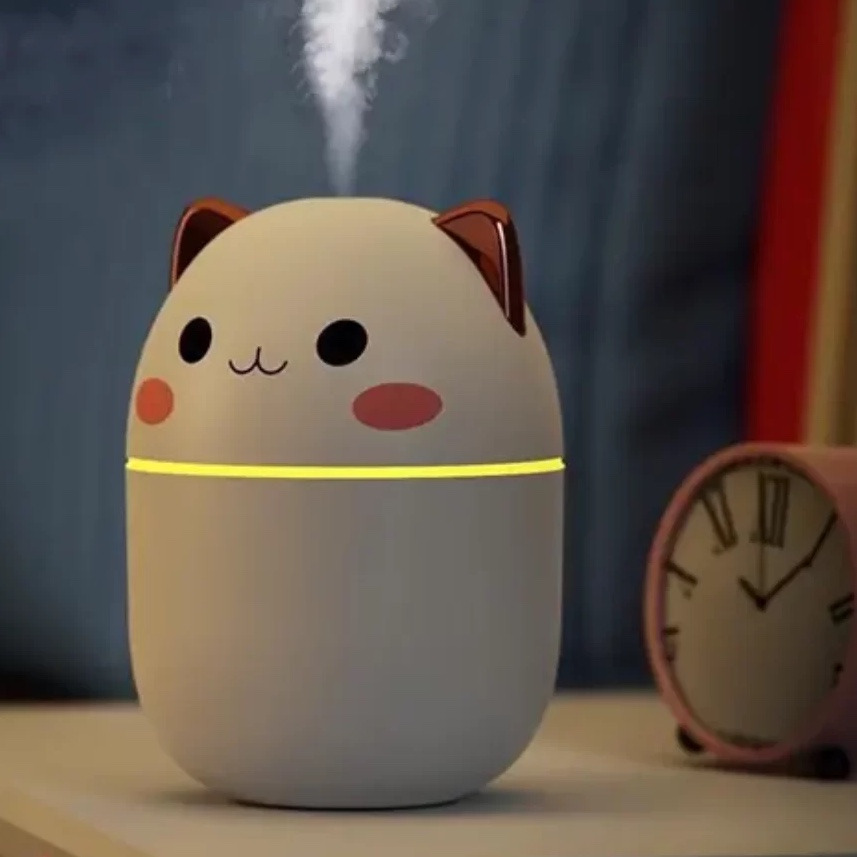 بخور سرد فانتزی عروسکی طرح گربه خانگی مناسب پوست  آرایشی بهداشتی با رنگ ابی سفید