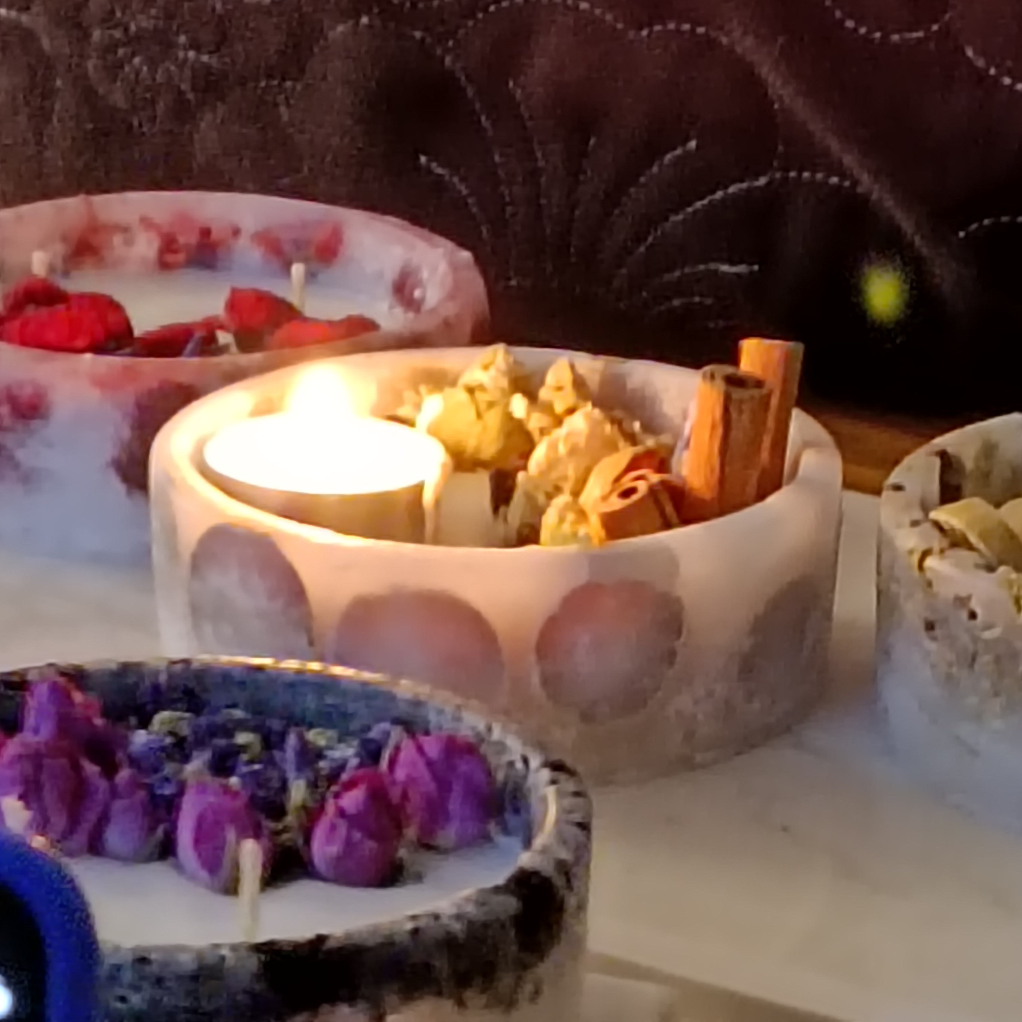 شمع  طرح بهشت ، جنس ظرف از پارافین 