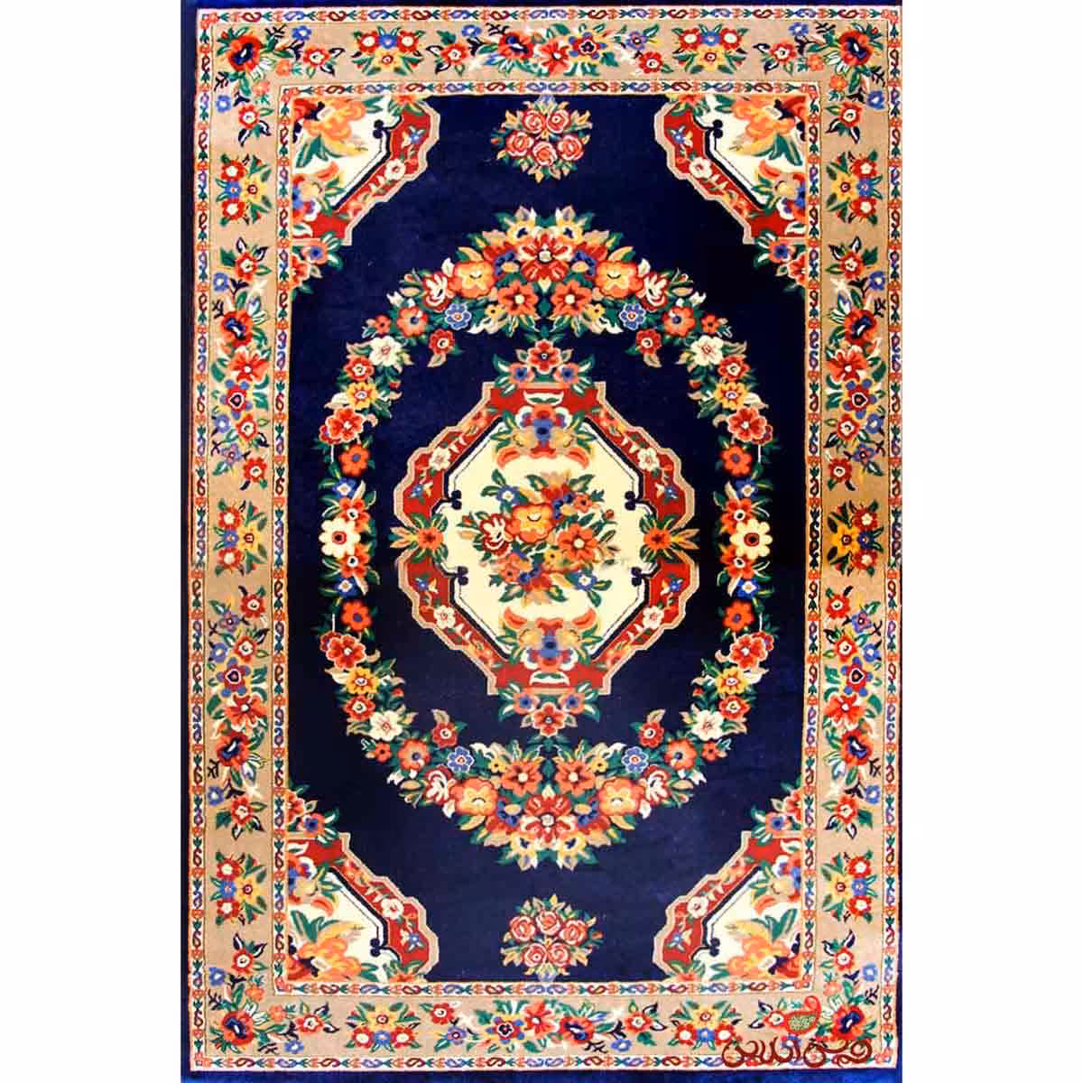 فرش پاتریس طرح گلاب سرمه ای