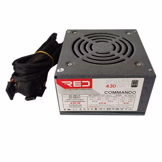 منبع تغذیه کامپیوتر RED مدل 430W به همراه کابل برق