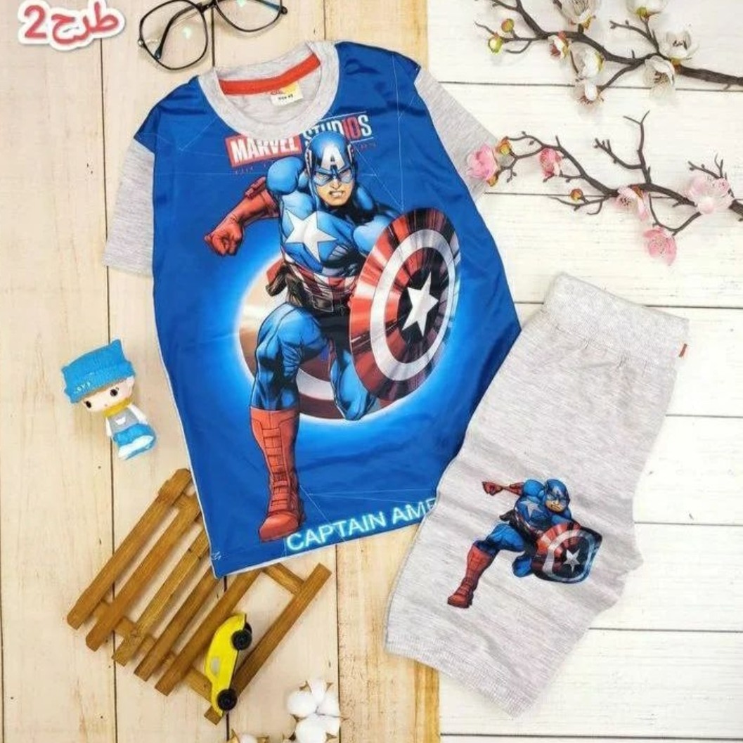 تیشرت و شلوارک طرح کاپیتان امریکایی