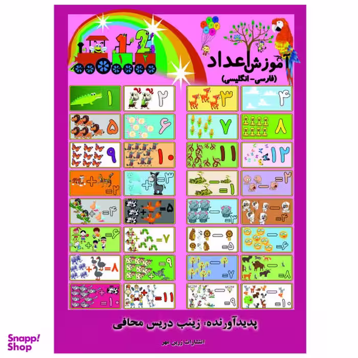 کتاب آموزش اعداد فارسی و انگلیسی بنویس و پاک کن / اثر زینب دریس محافی انتشارات زرین مهر