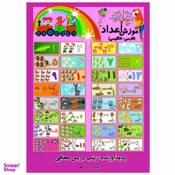 کتاب آموزش اعداد فارسی و انگلیسی بنویس و پاک کن / اثر زینب دریس محافی انتشارات زرین مهر