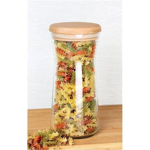 جا حبوبات شیشه ای با درب چوبی 1200CC برند ام جی اس MGS کد کالا B1200W