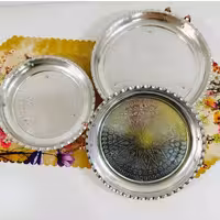 سینی مسی قطر 39پایه دار و گوشواره دار ، داخل قلع