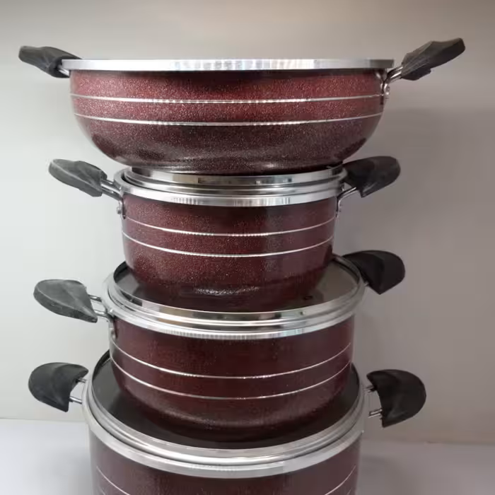 سرویس قابلمه گرانیتی هلنا 7 پارچه طرح چدن داخل ساده